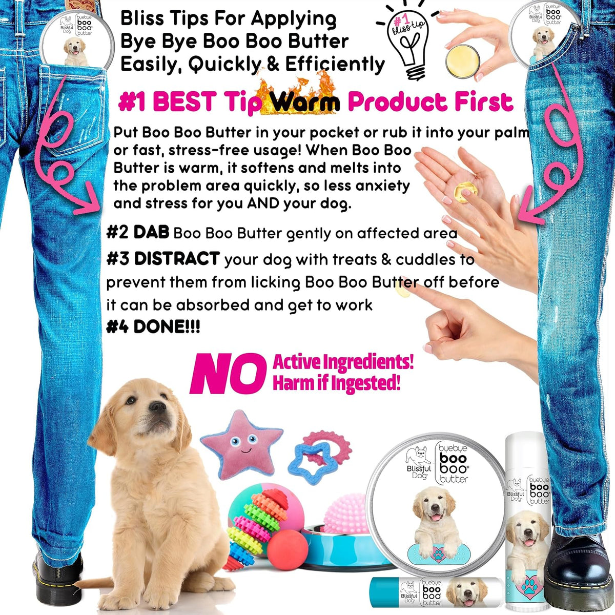 The Blissful Dog 4 oz (113 g) TIN Golden Retriever Booboo Butter - görsel 7