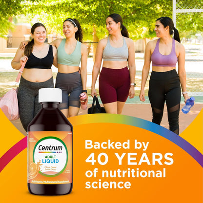 Centrum Liquid Multivitamin for Adults, Multivitamin/Multimineral Supplement with B Vitamins and Antioxidants, Citrus Flavour - 237 ml