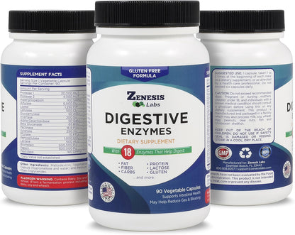 Digestive Enzymes - with Amylase, Bromelain, Protease, Lipase & 14 Other Enzymes - 90 Capsules
