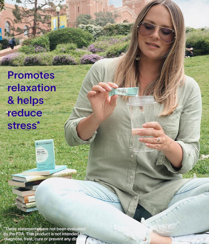 Ashwagandha Relax & De-stress Powder - Lemon Lavender 14ct Box - 600mg Ashwagandha, 200mg L-Theanine, Holy Basil – L-theanine for relaxation – Vegan, No Added Sugar