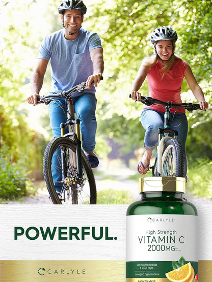 Carlyle Vitamin C 2000mg with Rose Hips - 150 Caplets | Vegetarian, Non-GMO, Gluten-free