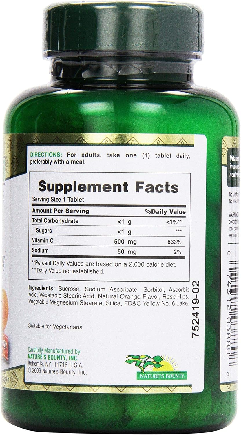 Nature's Bounty C-500 mg Delicious Chewable w/ Rose Hips Tablets, 90 ct - görsel 4