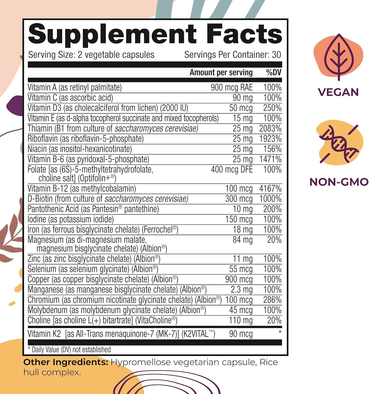 Body Kitchen Women’s Multivitamin with Optifolin+ & VitaCholine – for Immune, Energy & Skin Health – 60 Capsules - görsel 3