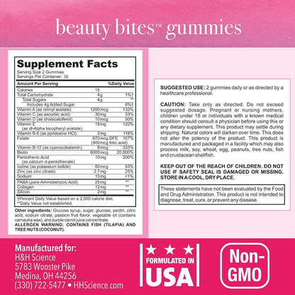 Beauty Bites Biotin Gummy Vitamins - Passion Fruit Flavoured Hair, Skin & Nails Gummies with 6000 mcg Biotin, Collagen, and Vitamins