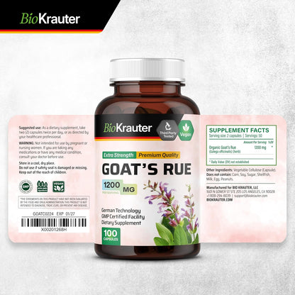 BIO KRAUTER® Goat's Rue for Breastfeeding - Pure Vegan Lactation Supplement - 100 Capsules, 1200 mg per Serving