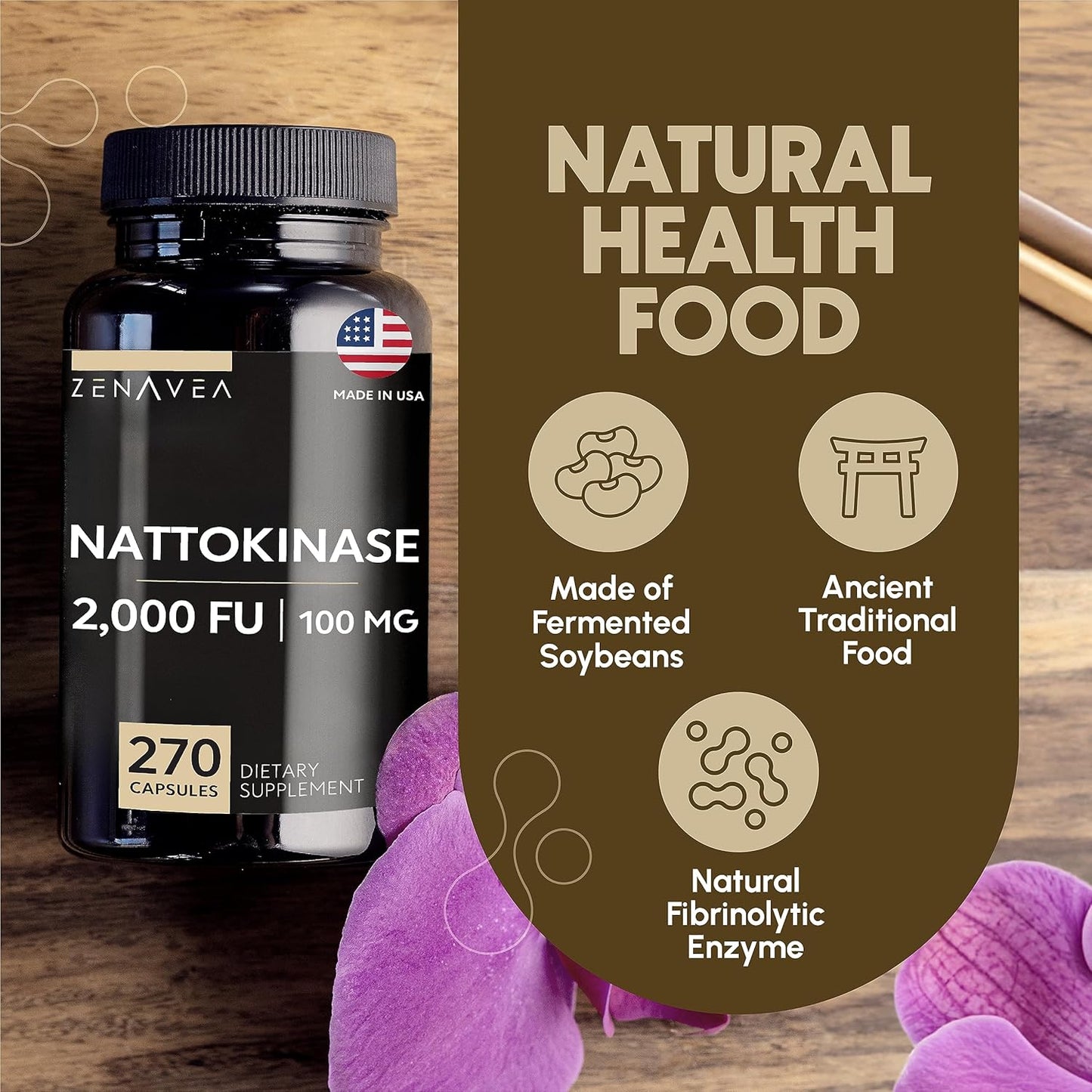 Zenavea Nattokinase Supplement – 2000 FU per Capsule, 270 Capsules - görsel 7