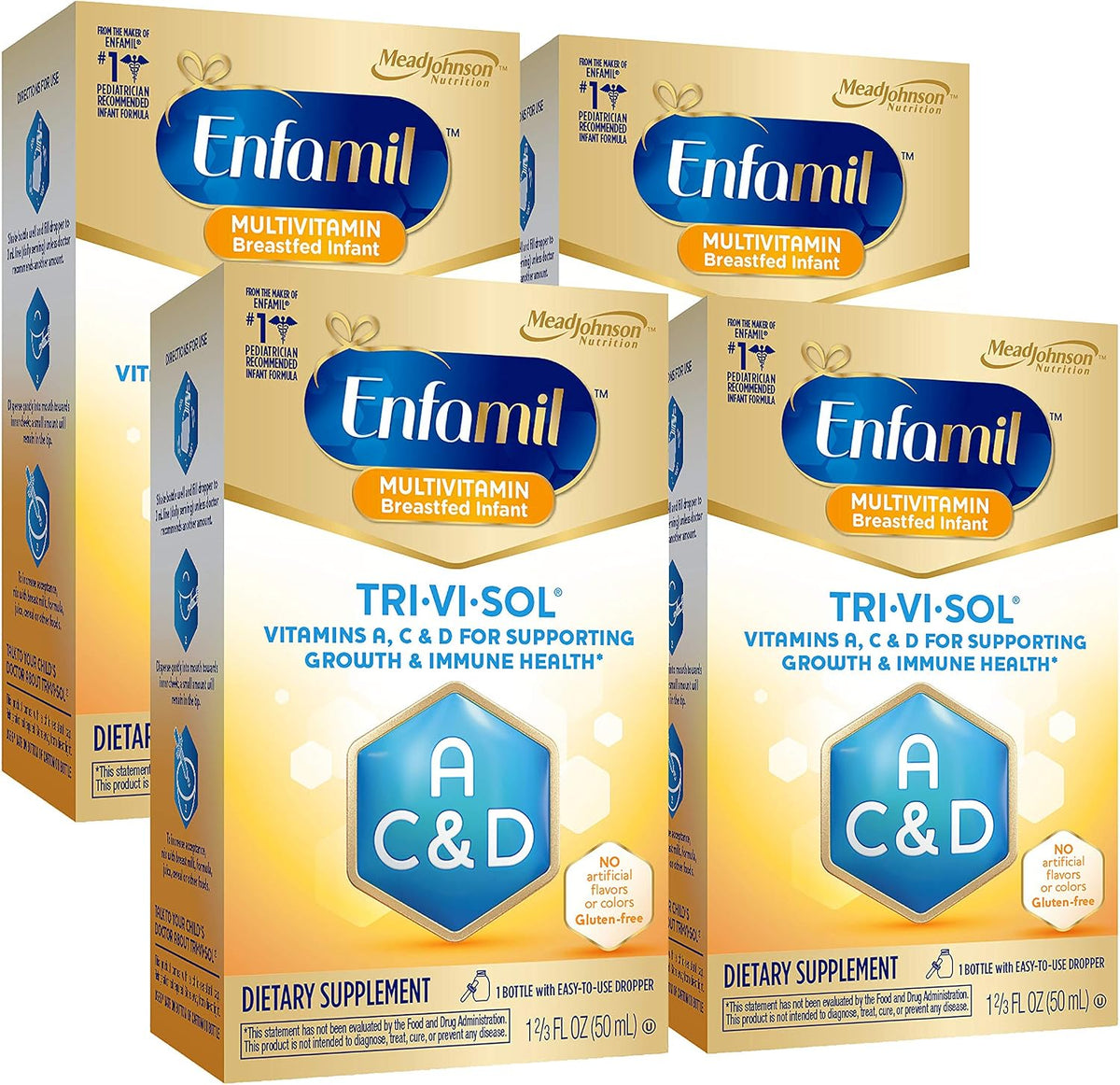 Enfamil Tri-Vi-Sol Vitamins A, C & D Drops 50 ml (Pack of 4) - görsel 1