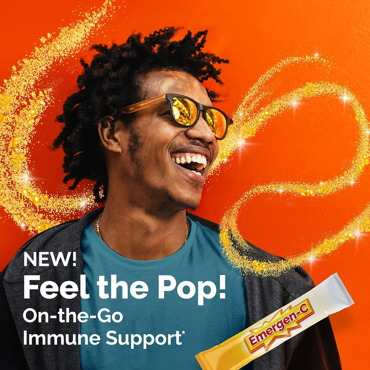 Emergen-C Crystals, On-the-Go Immune Support with Vitamin C, B Vitamins, Zinc and Manganese, Orange Vitality - 56 Stick Packs - görsel 2