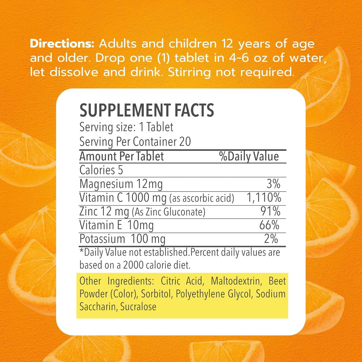 Kenashi Vitamin C 1000mg Effervescent Tablets with Zinc, Potassium, Magnesium & Vitamin E - görsel 2