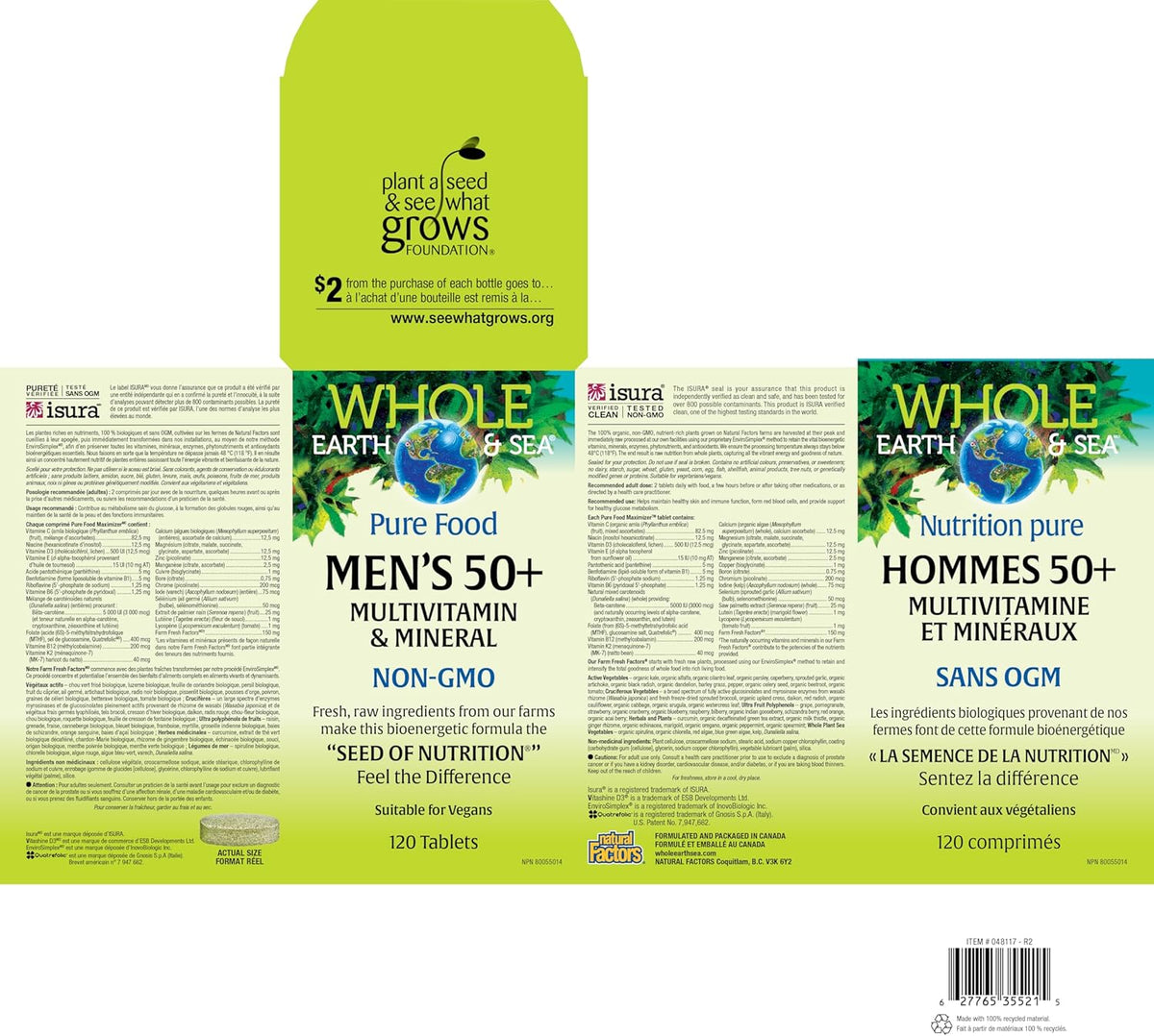 Natural Factors Whole Earth & Sea Men's 50+ Multivitamin & Mineral - görsel 5