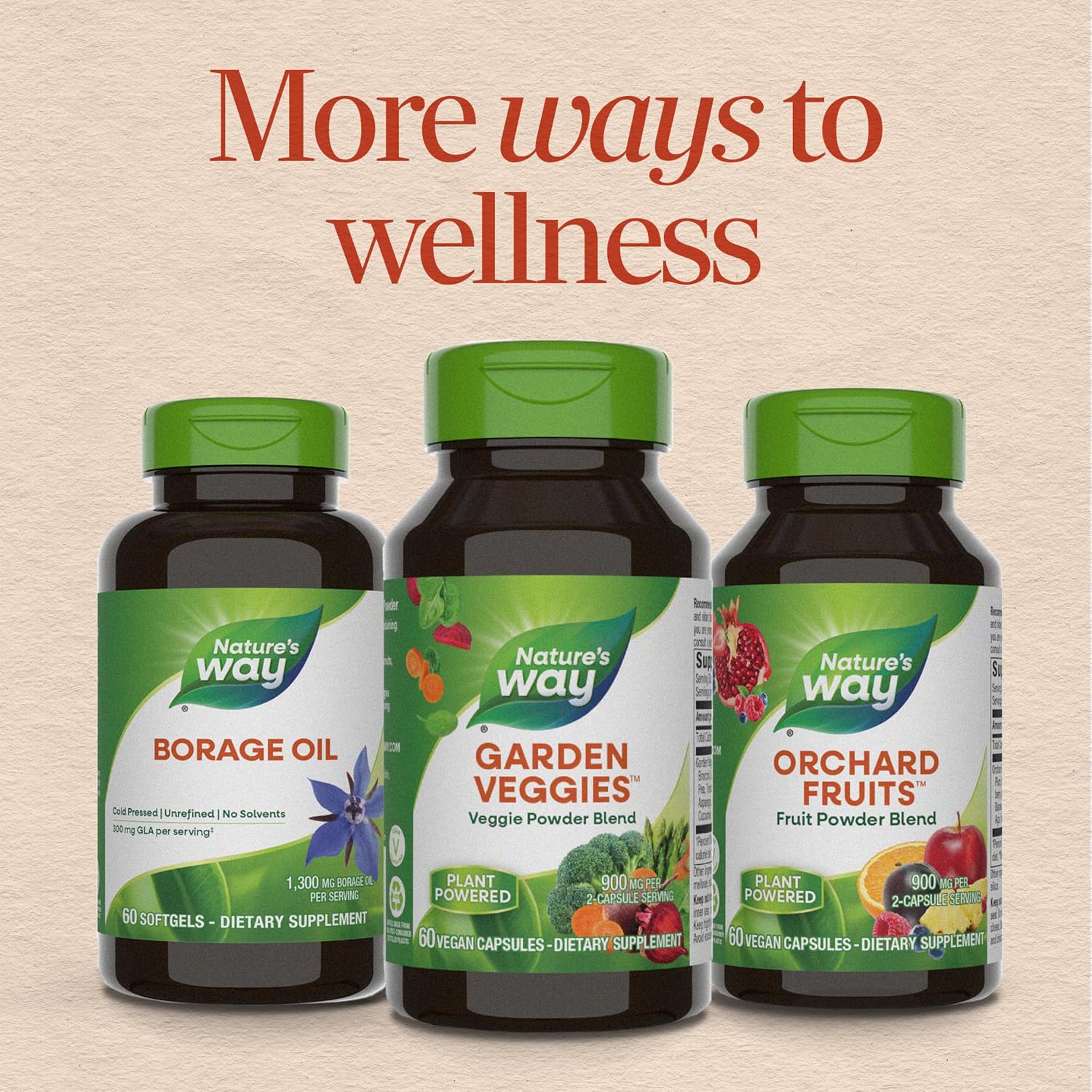 Nature's Way Garden Veggies, Vegetable Supplement Capsules, Plant-Powered Powder Blend, 60 Capsules - görsel 7