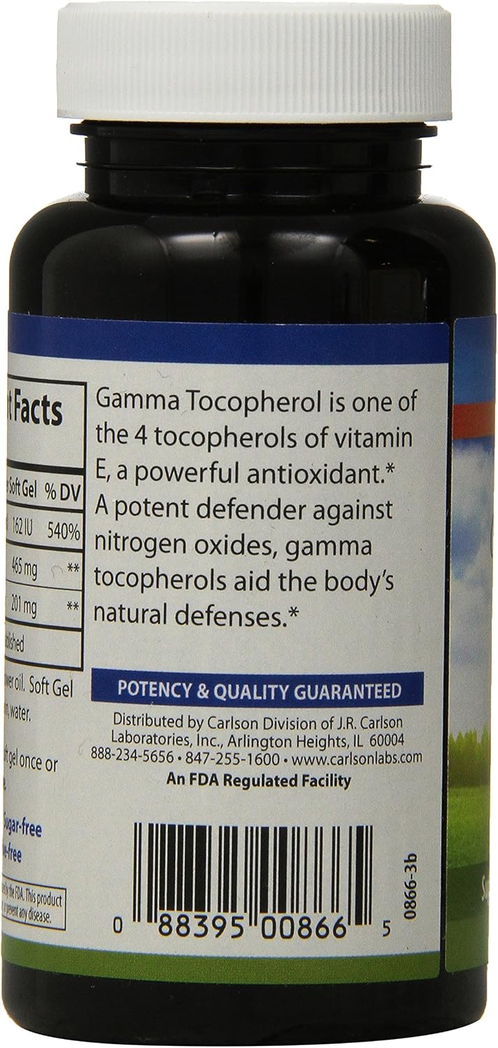 Carlson Gamma E-Gems, Gamma Tocopherol, 465 mg, 60 Softgels - görsel 2