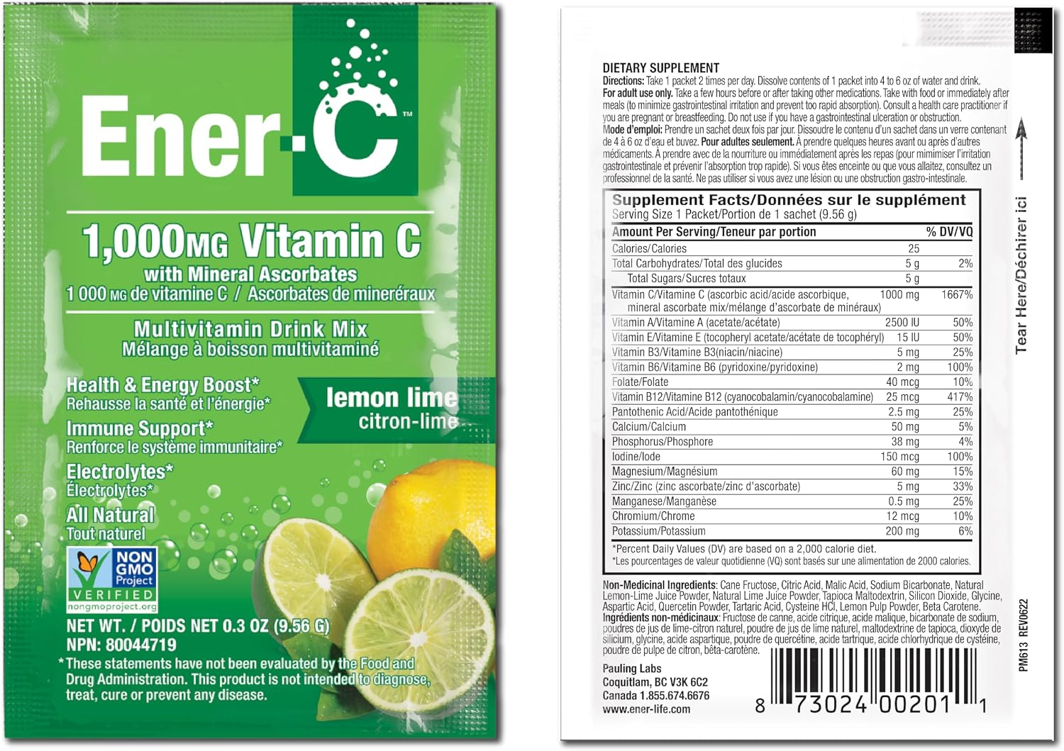 Ener-C Multivitamin Drink Mix - Lemon & Lime, 30 Sachets - görsel 7