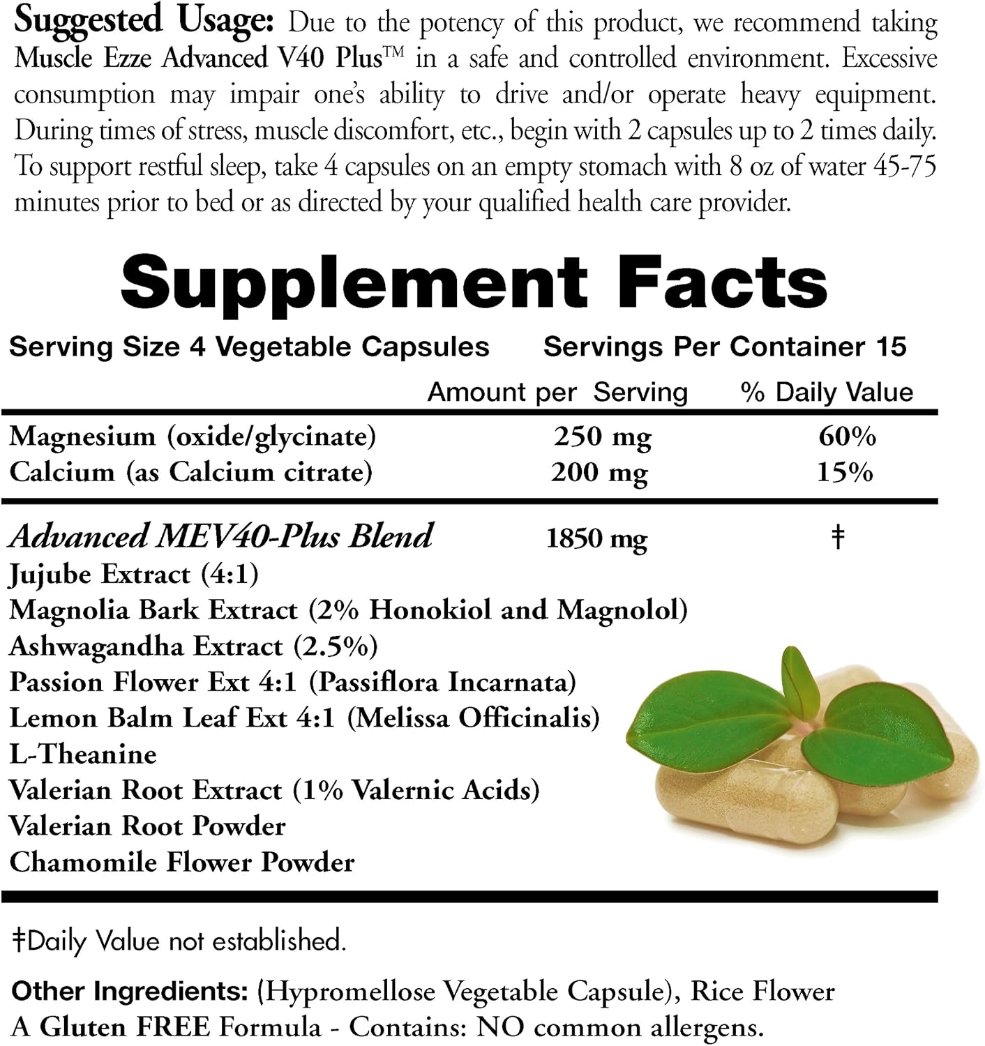 Natural Relaxant Muscle Ezze Plus Advanced Day & Night Capsules Maximum Strength - Valerian, Passion Flower, Magnesium - Food Supplement - 60 Capsules - görsel 2