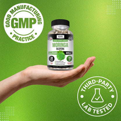 Kaya Naturals Moringa Leaf Extract - Complete Greens Superfood Supplement - 30 Veggie Capsules