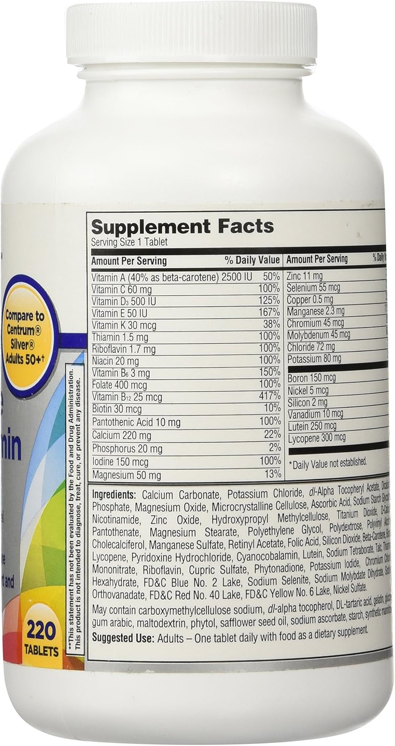 Equate Mature Adults 50+ Multivitamin – 220 Tablets - görsel 2