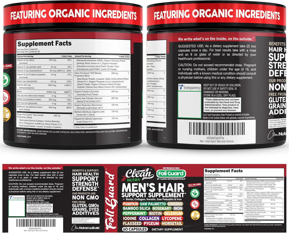 Foli Guard Hair Growth Supplement for Men with Biotin, Collagen and Saw Palmetto - görsel 9
