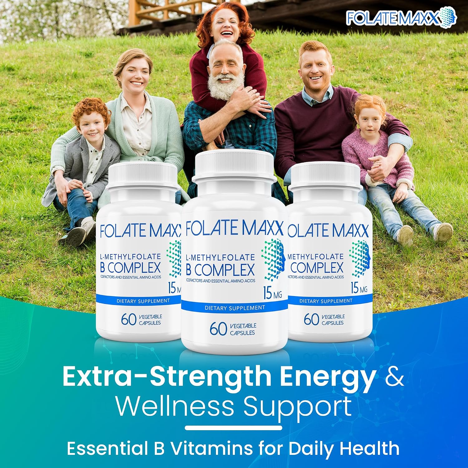 L-Methylfolate 15mg with Active Vitamin B Complex – 60 Capsules – High Potency 5-MTHF, B6, Methyl B12 - görsel 2