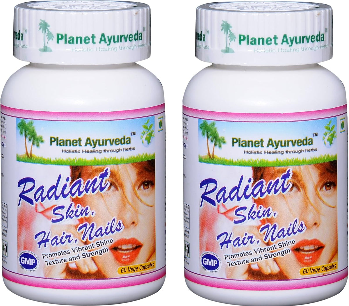 Planet Ayurveda Radiant Hair Skin Nails - 500 mg Vegetable Capsules (2 Bottles) - görsel 1