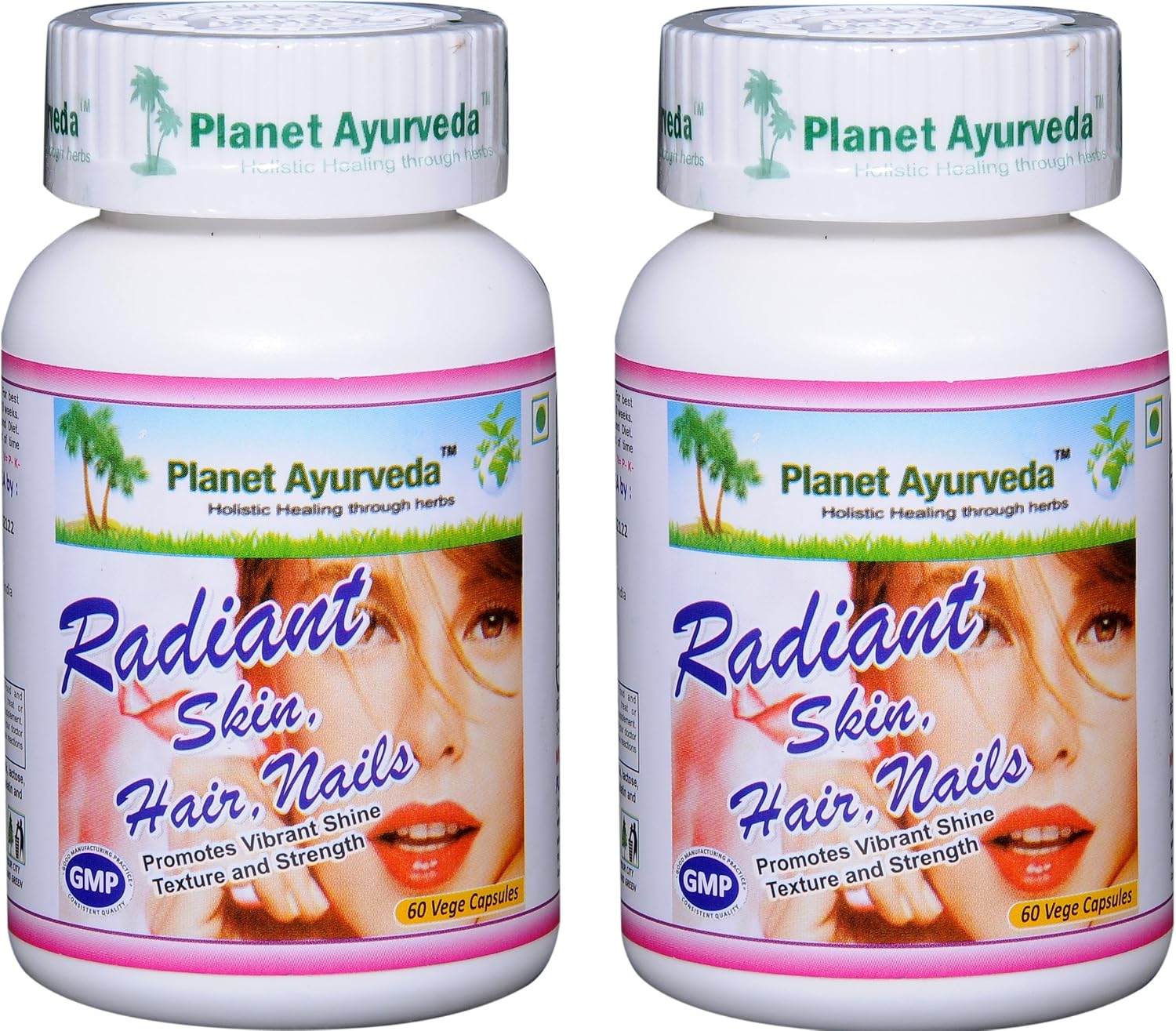 Planet Ayurveda Radiant Hair Skin Nails - 500 mg Vegetable Capsules (2 Bottles) - görsel 1