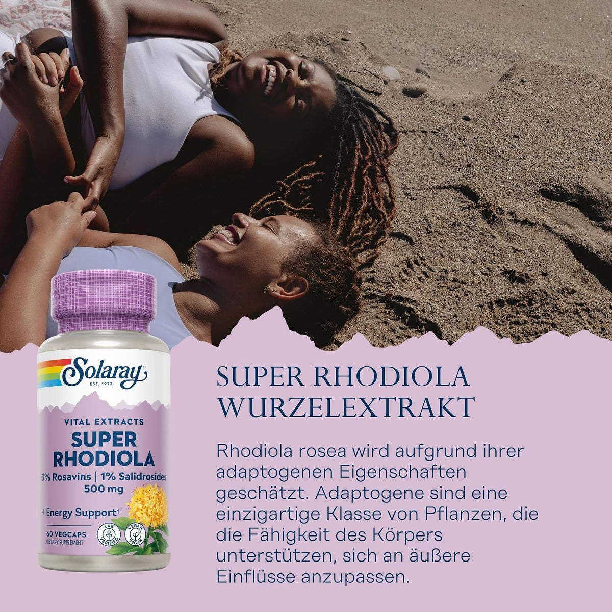 Solaray Super Rhodiola Root Extract 500 mg Vegetable Capsules (60 Capsules) - görsel 2