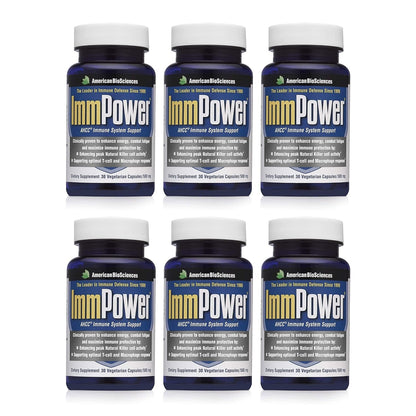 American BioSciences ImmPower AHCC Mushroom Supplement 6-Pack (30 Capsules per Bottle)