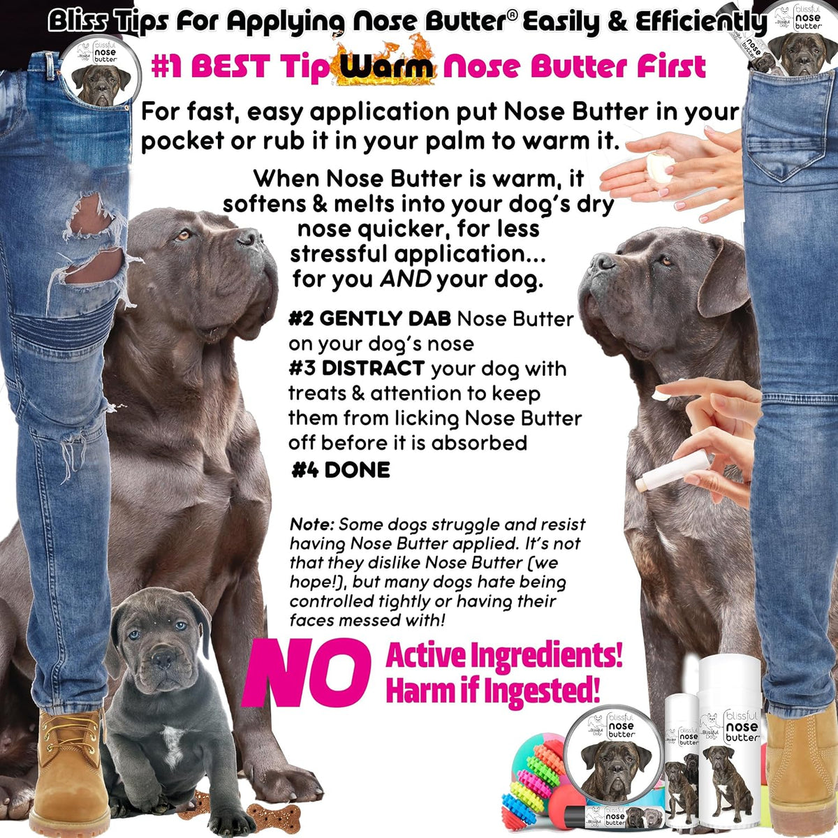 The Blissful Dog Cane Corso Nose Butter, Versatile Dog Nose Balm for Dry Nose, Handcrafted Nose Moisturiser, Easy-to-Apply Dog Essentials, Unscented, 57 g - görsel 4