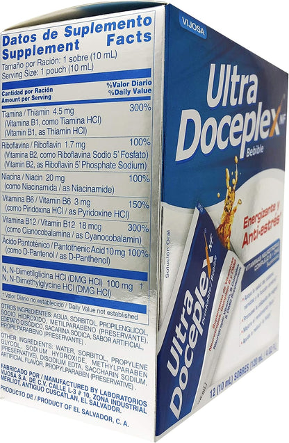 VIJOSA Ultra Doceplex Energy Pouches - Liquid B Complex, 12 Sachets