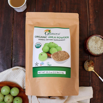 Grenera Organic Amla Powder | Organic Indian Gooseberry | Non-GMO, Vegan, Kosher & Gluten-free | 1 kg