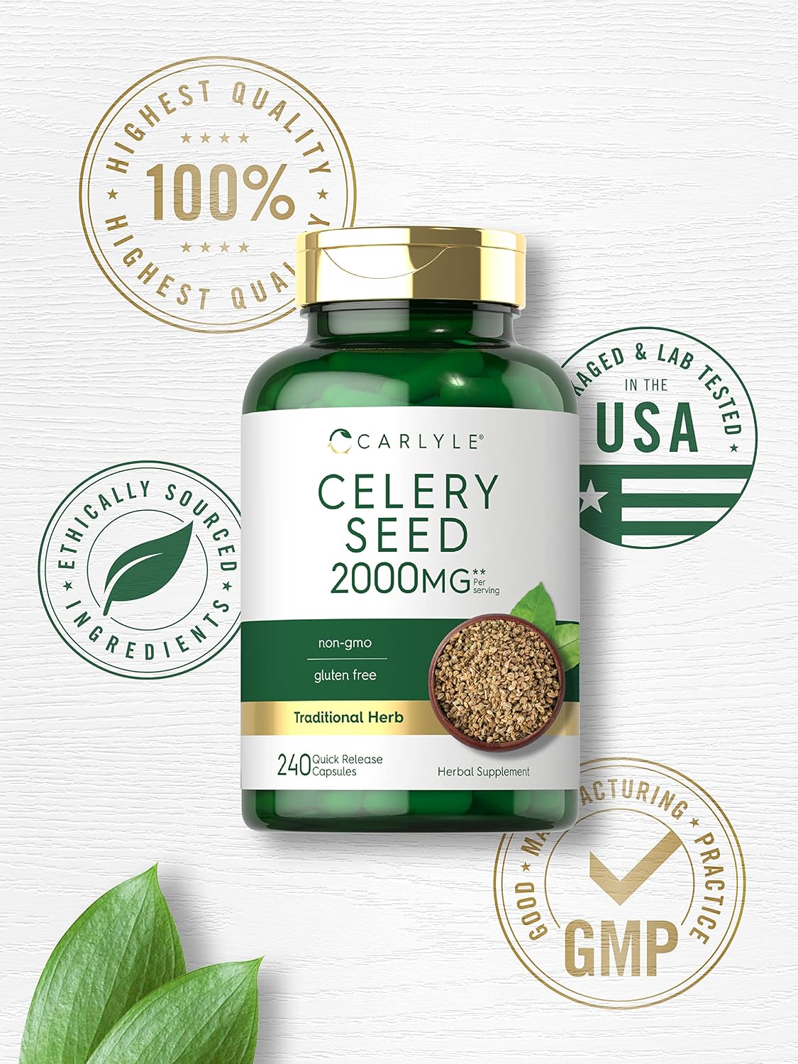 Carlyle Celery Seed Extract Capsules | 240 Count | Traditional Herbal Supplement | Non-GMO and Gluten-free Formula - görsel 5
