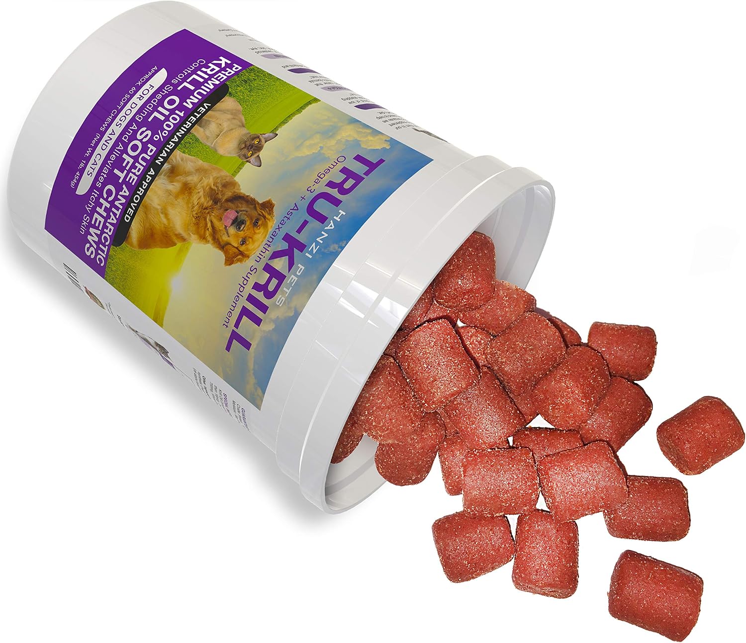 Premium Antarctic Krill Oil Soft Chews for Dogs - Omega-3, Astaxanthin, Vitamin E - 60 Chews - görsel 1