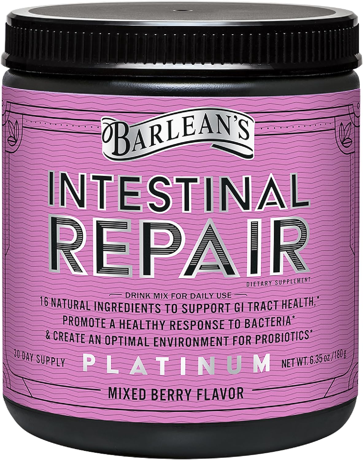 Barlean's Gut Health Powder – Intestinal Repair Fibre & Digestive Support, Mixed Berry, 180 g - görsel 1