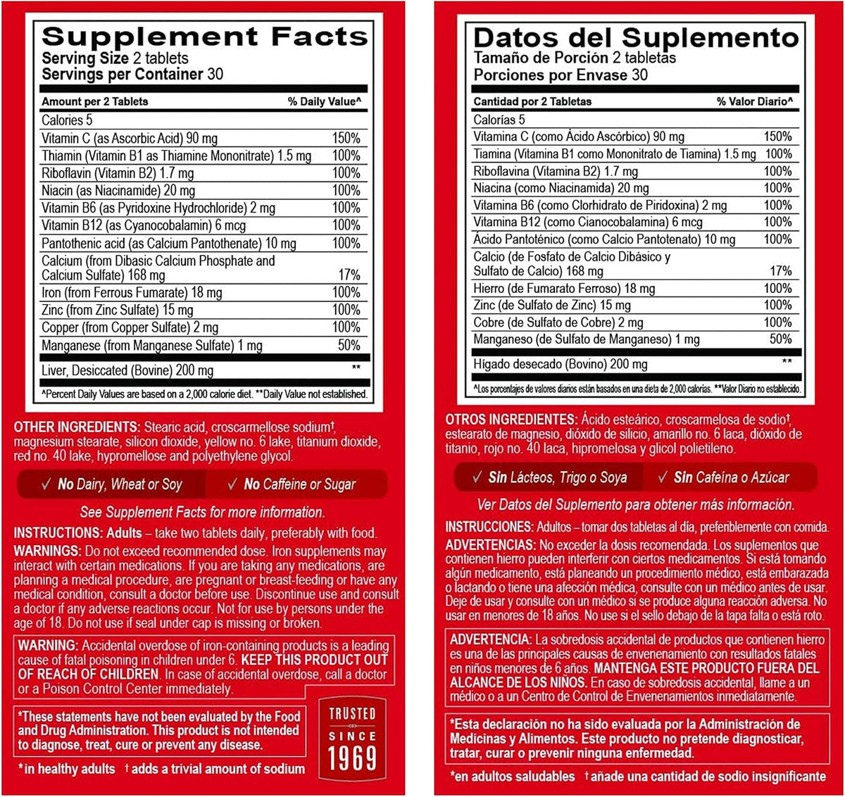 Globulo Rojo Iron Supplement - High Potency Iron & B Vitamins, 60 Tablets - görsel 5