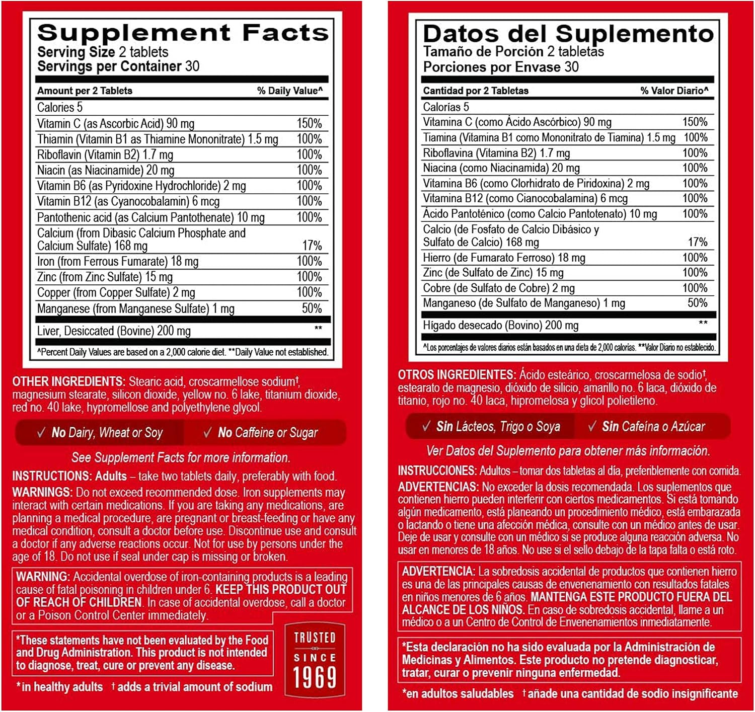 Globulo Rojo Iron Supplement - High Potency Iron & B Vitamins, 60 Tablets - görsel 5