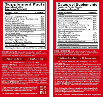 Globulo Rojo Iron Supplement - High Potency Iron & B Vitamins, 60 Tablets