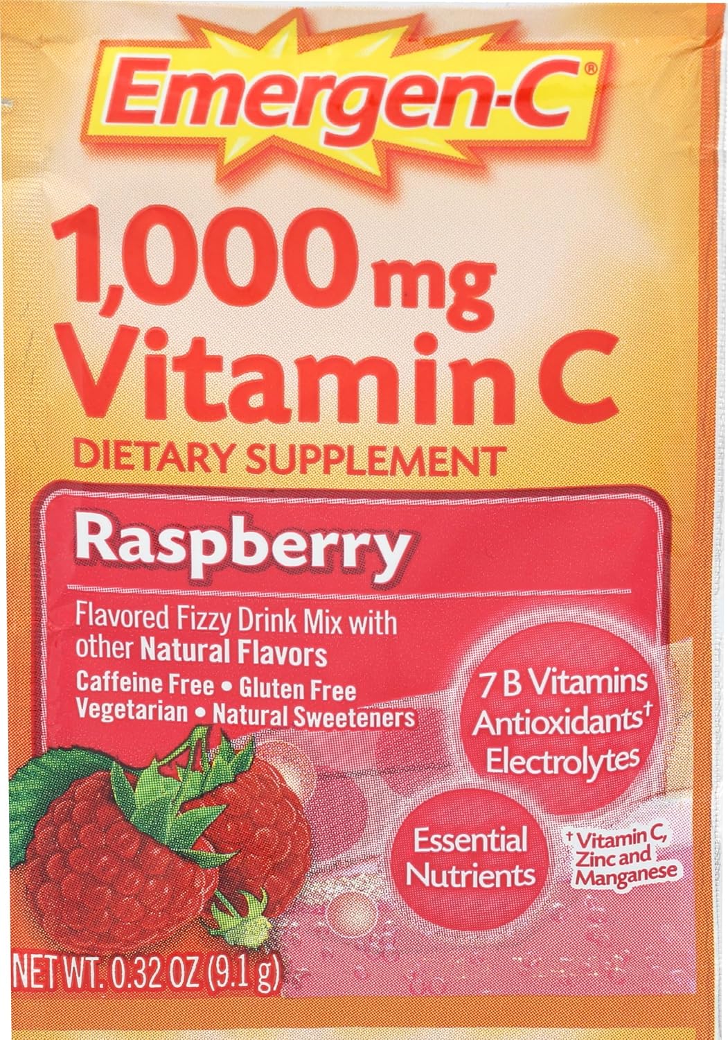 Alacer Emergen-C Raspberry Vitamin C Sachets, 9g (Single Sachet) - görsel 1