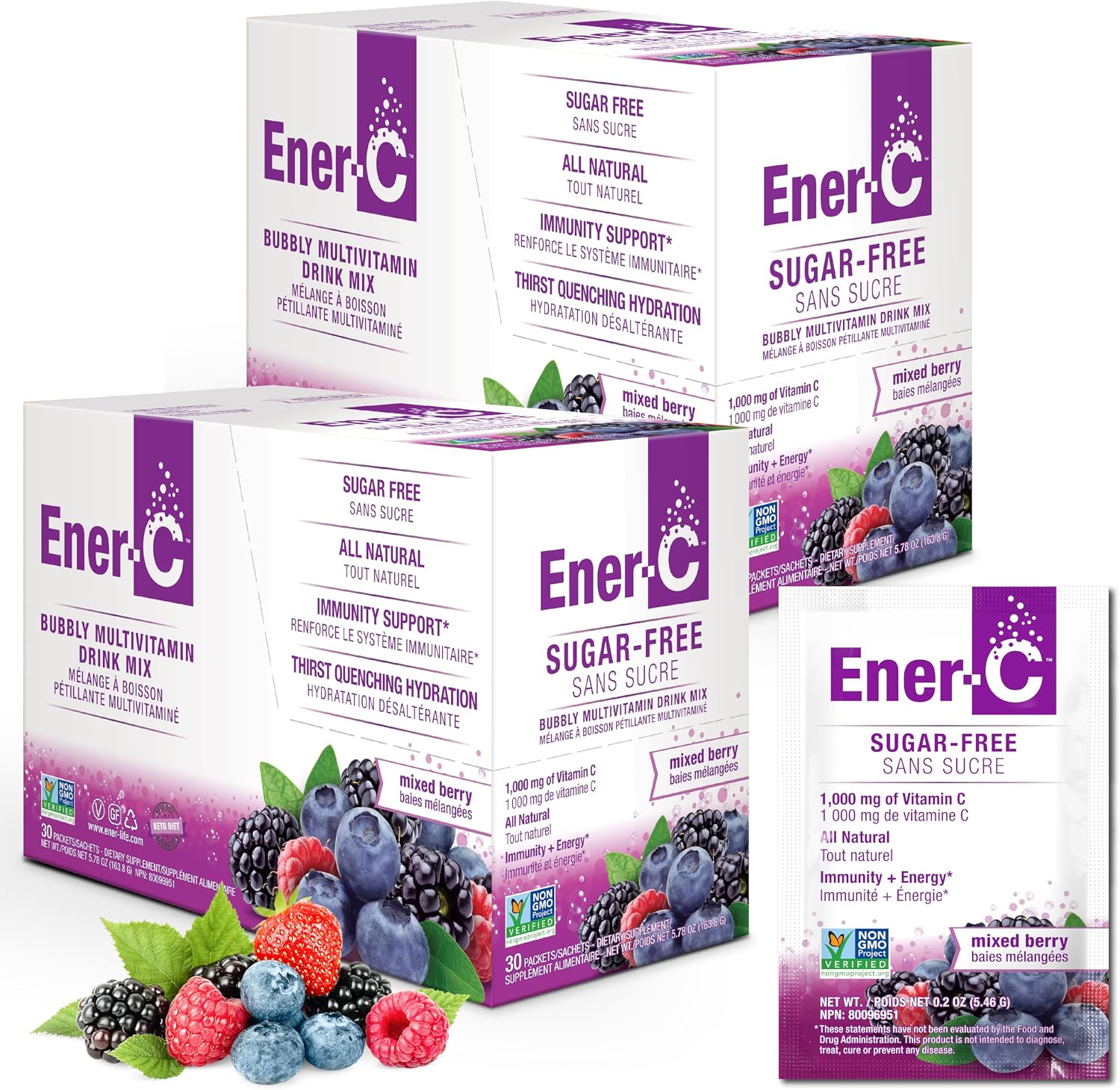 Ener-C Sugar Free Multivitamin Drink Mix – Mixed Berry, 30 Sachets - görsel 10