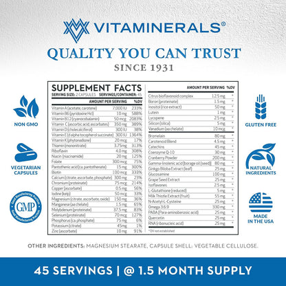 Vitaminerals CombAdult Comprehensive Vitamin & Mineral Formula | Non-GMO | Vegetable Capsules (90)