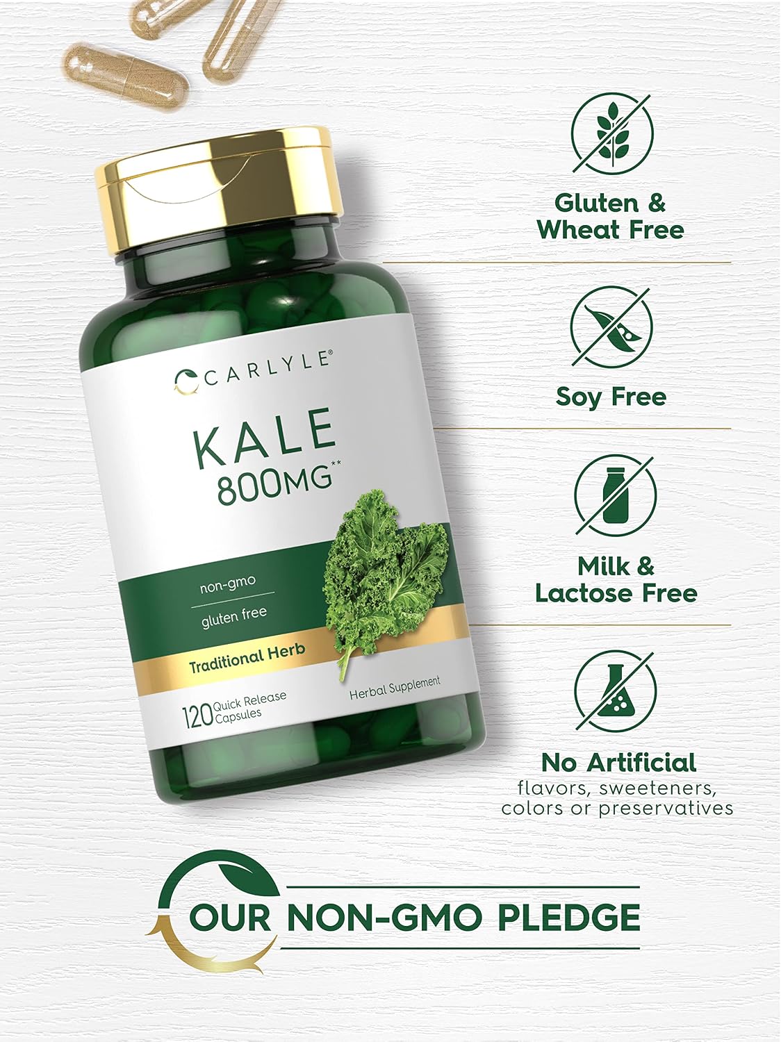 Carlyle Kale Supplement (120 Capsules) | Herbal Leaf Extract | Non-GMO & Gluten-free - görsel 4
