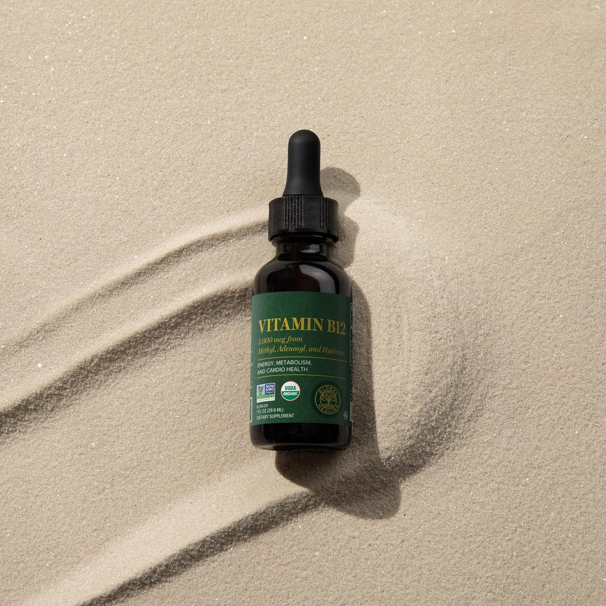 Global Healing Centre - Vitamin B12 5000 mcg, Organic Sublingual Liquid Drops | 3-in-1 Methylcobalamin, Adenosylcobalamin, Hydroxo Blend, 1 fl oz (2-Pack) - görsel 4