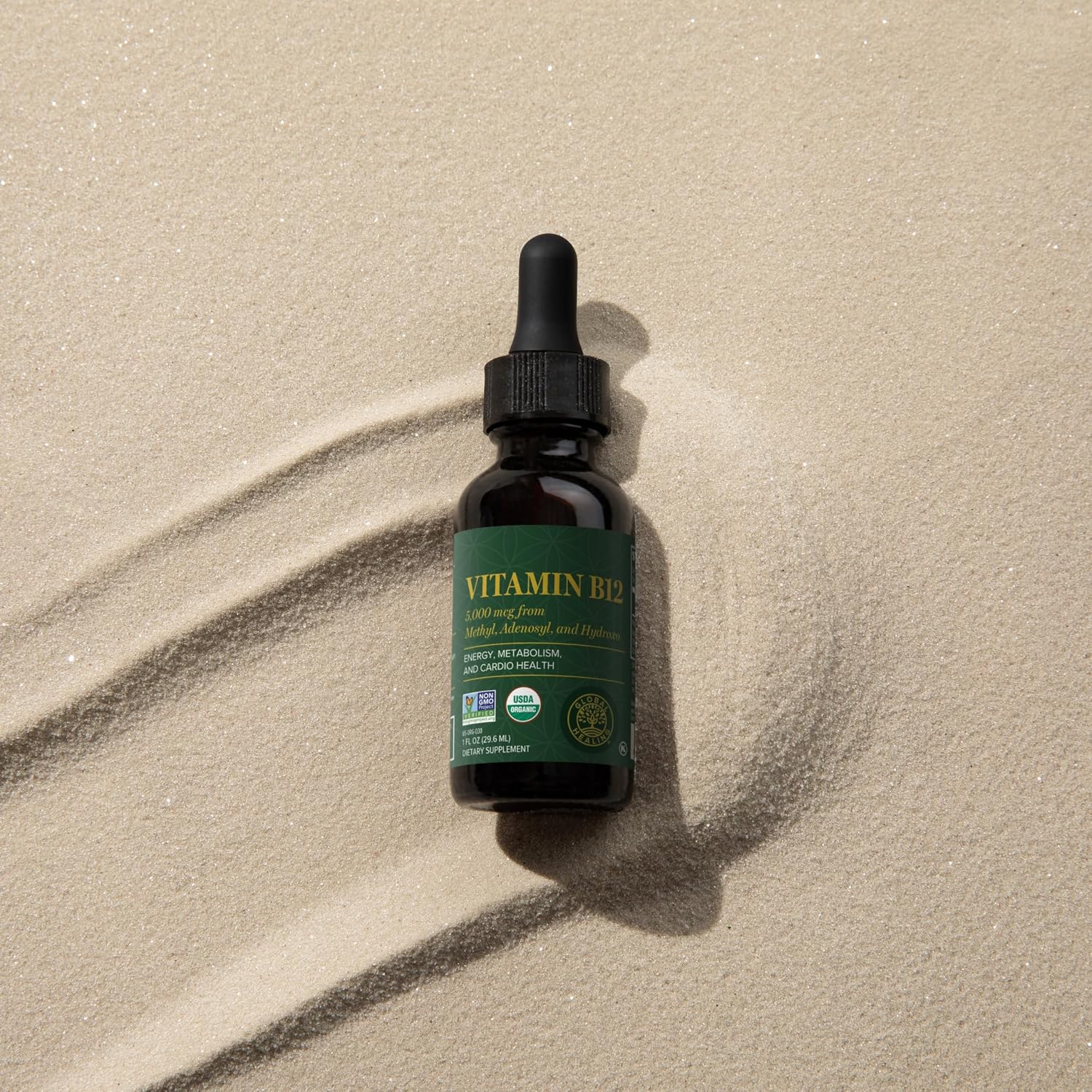 Global Healing Centre - Vitamin B12 5000 mcg, Organic Sublingual Liquid Drops | 3-in-1 Methylcobalamin, Adenosylcobalamin, Hydroxo Blend, 1 fl oz (2-Pack) - görsel 4
