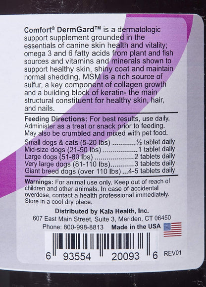 Comfort DermGard Skin and Coat Supplement for Dogs – 150 Tablets