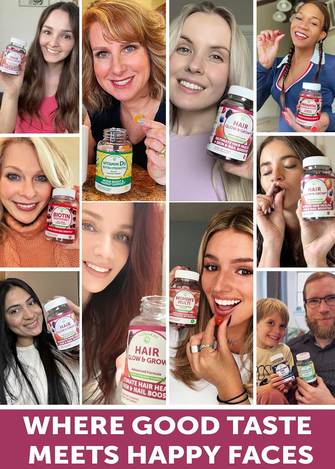 Lunakai USA-made Super Hair Gummies with Biotin, Zinc, Horsetail Extract & Saw Palmetto – Hair Growth Vitamins for Women & Men, 60 Gummies - görsel 4