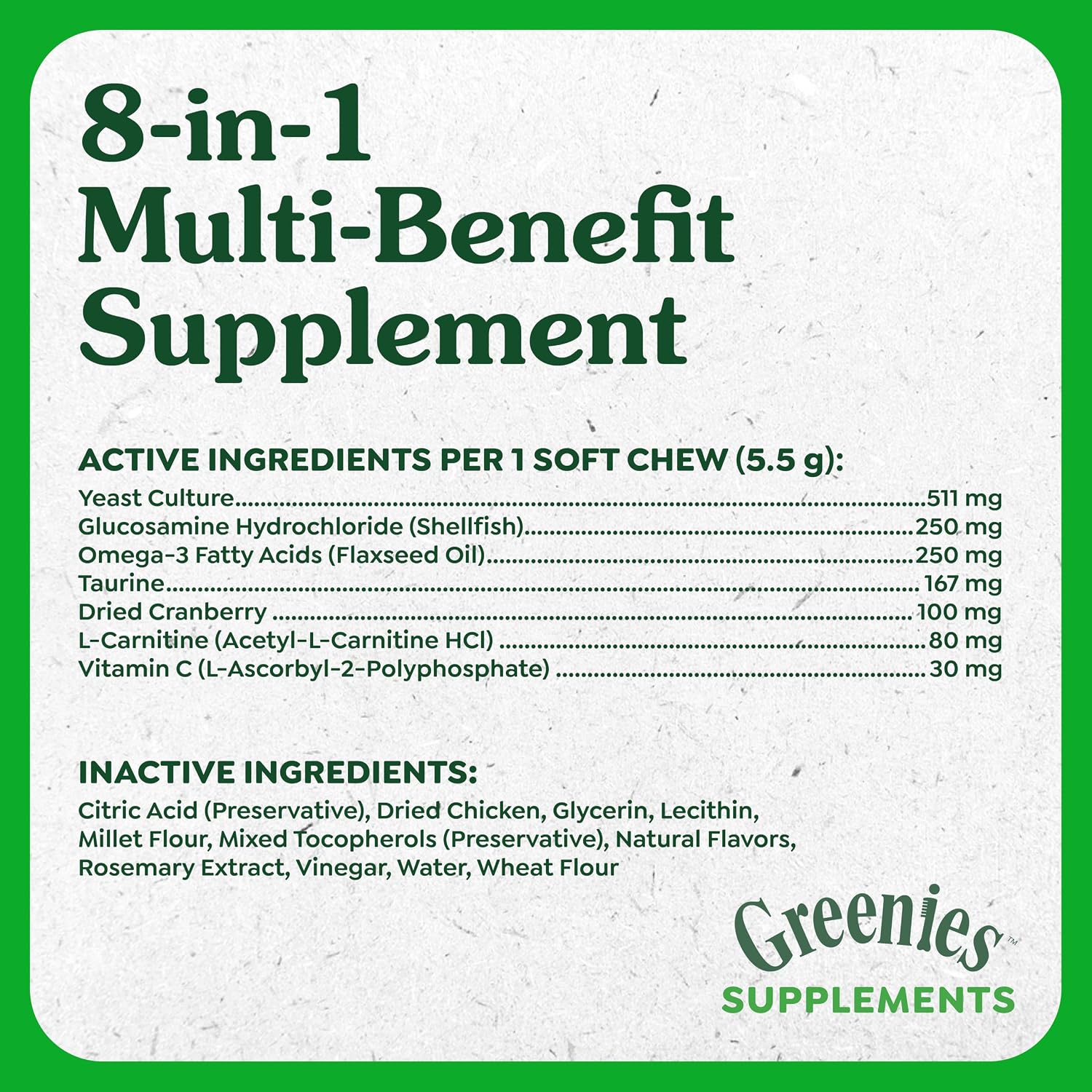 Greenies Supplements 8-in-1 Multi-Benefit Soft Dog Chews, Chicken Flavour, 7.76 oz. Pouch, 40 Count - görsel 6