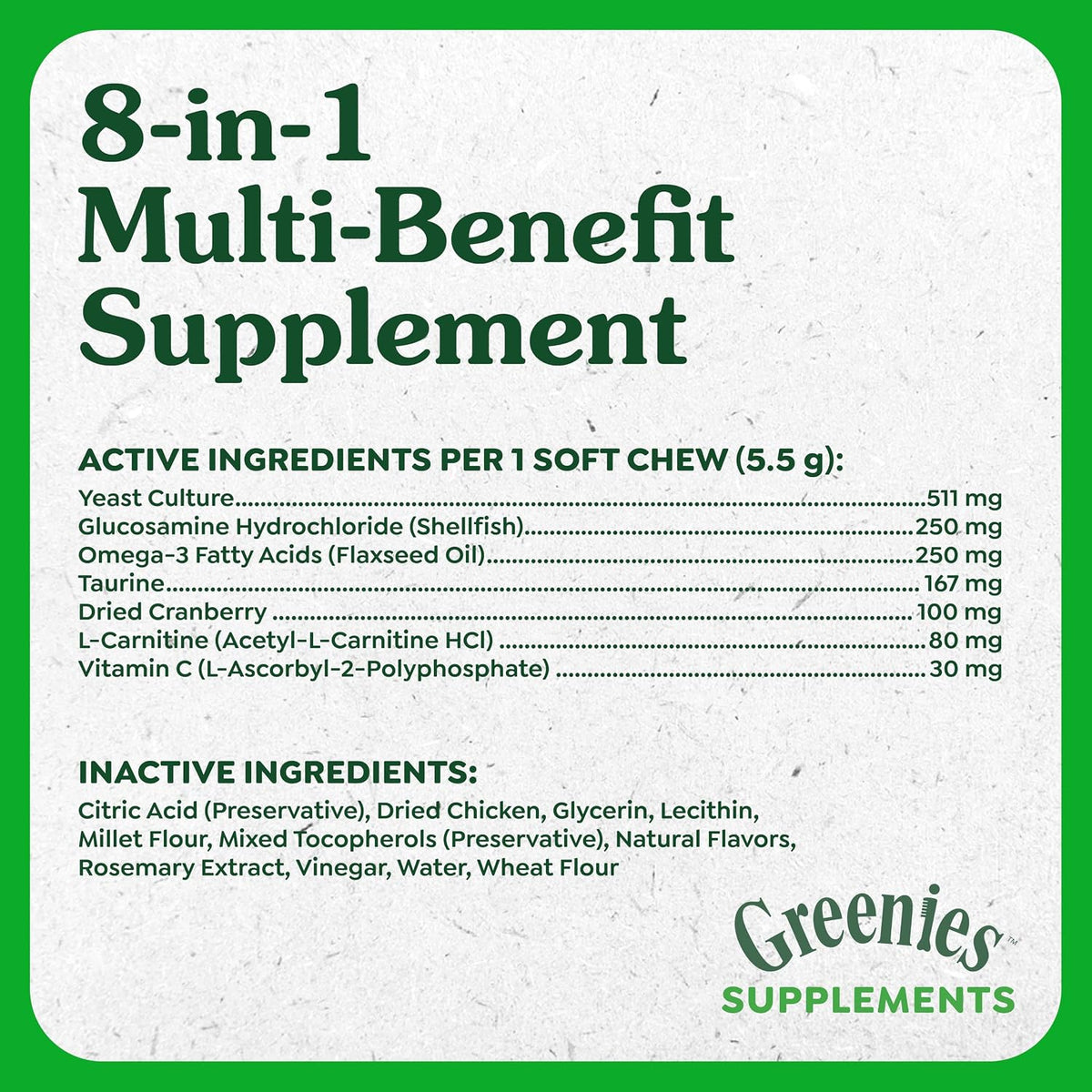 Greenies Supplements 8-in-1 Multi-Benefit Soft Dog Chews, Chicken Flavour, 439 g Tub, 80 Count - görsel 6