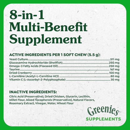 Greenies Supplements 8-in-1 Multi-Benefit Soft Dog Chews, Chicken Flavour, 439 g Tub, 80 Count
