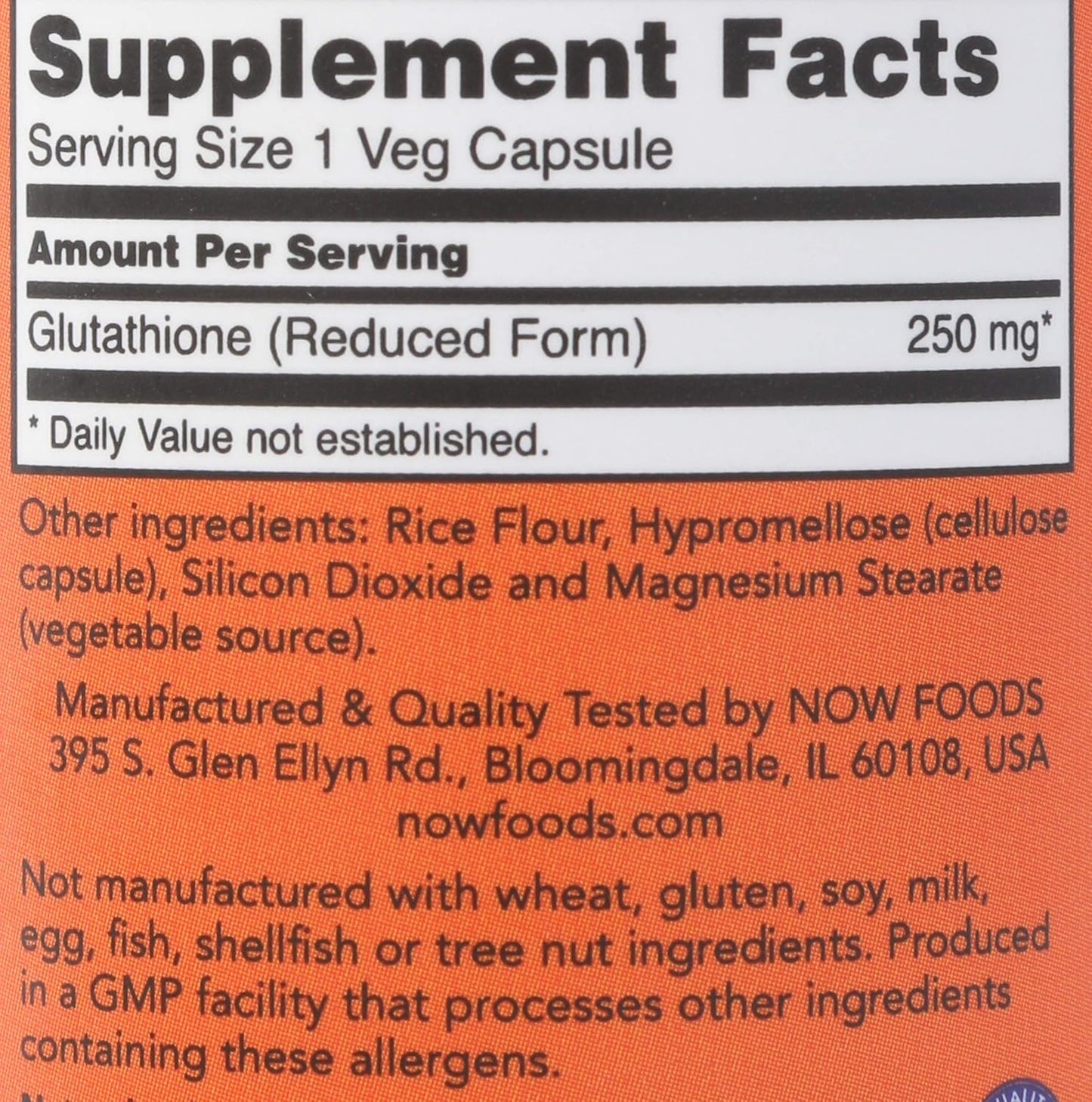 NOW Foods Glutathione 250 mg (60 Capsules) - görsel 4