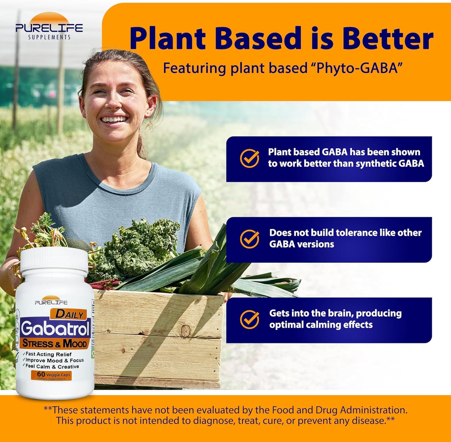 Gabatrol Daily – Plant Based GABA Supplement with Phyto-GABA, 60 Veggie Capsules - görsel 4