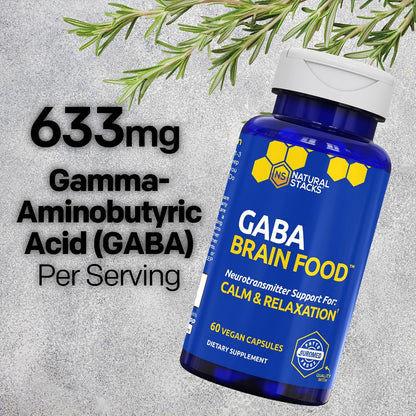 GABA Brain Food - GABA Supplement with L-Citrulline and Grape Seed Extract, 60 Capsules