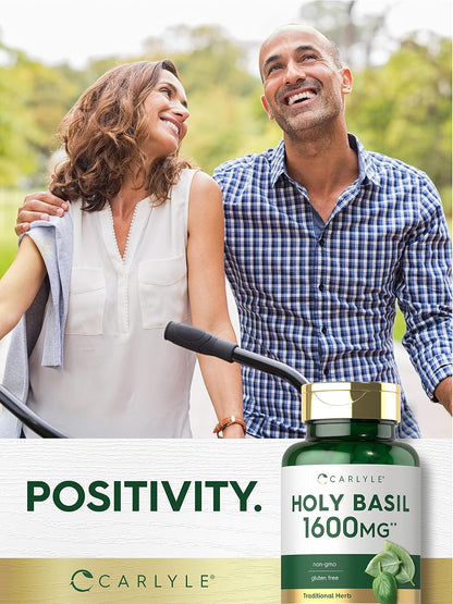 Carlyle Holy Basil Capsules | 200 Capsules | Tulsi Leaf Extract | Herbal Food Supplement